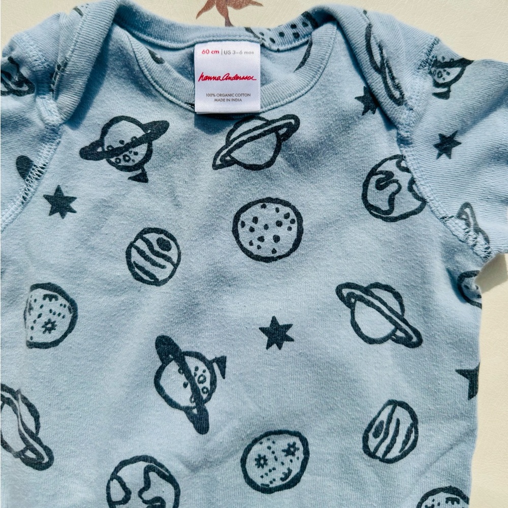 Hanna Andersson Organic cotton Blue Space Print Baby Bodysuit